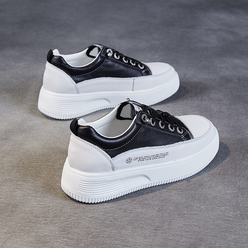 Cowhide High-Soled Elastic Flats for Women