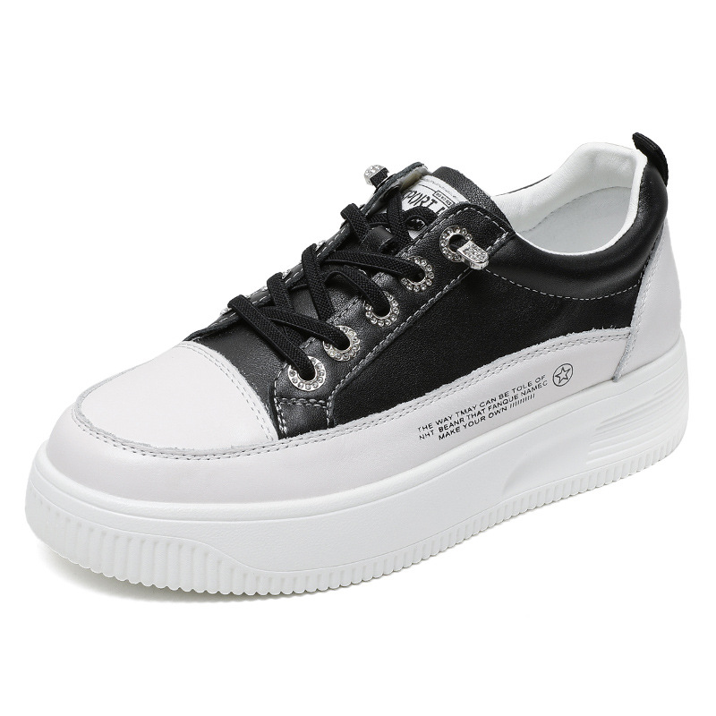 Cowhide High-Soled Elastic Flats for Women