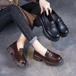 Grasp Leather Loafers with Thick Soles, Light Luxury, Retro, Casual Shoes