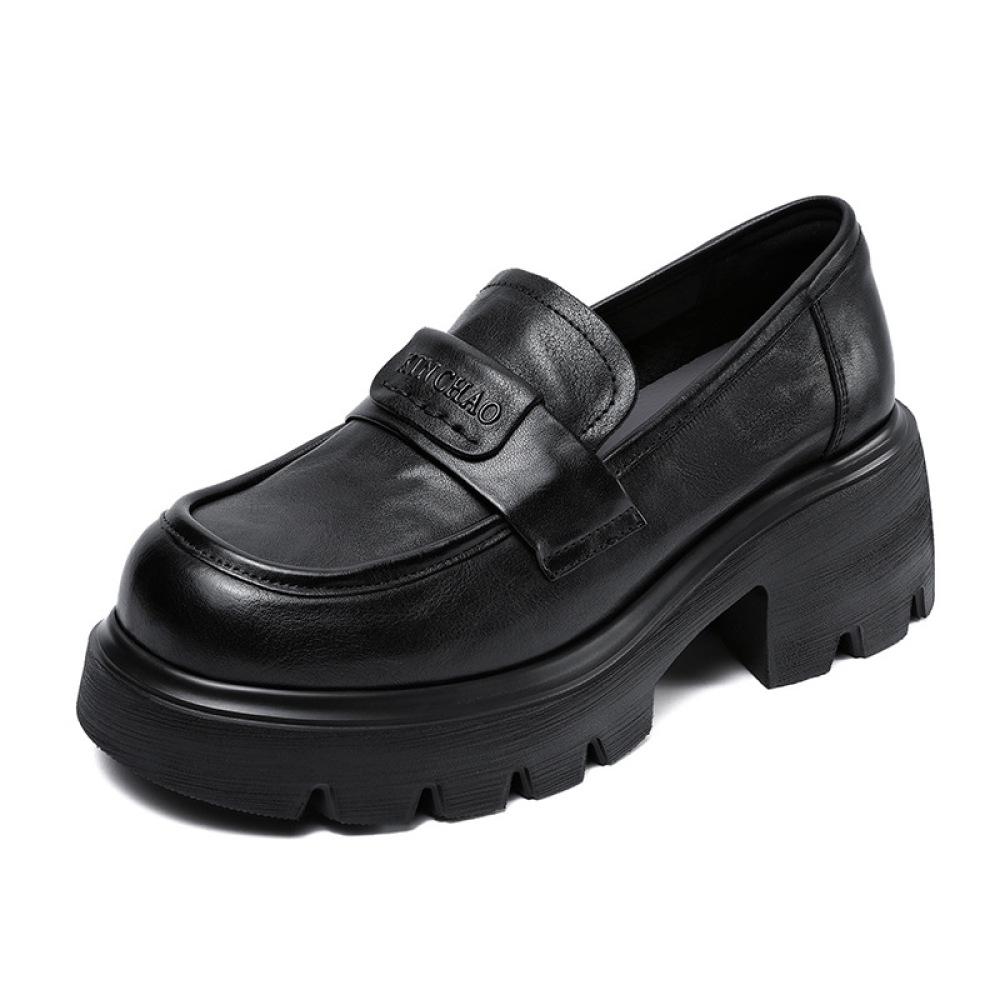 Grasp Leather Loafers with Thick Soles, Light Luxury, Retro, Casual Shoes
