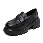 Grasp Leather Loafers with Thick Soles, Light Luxury, Retro, Casual Shoes
