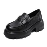 Grasp Leather Loafers with Thick Soles, Light Luxury, Retro, Casual Shoes