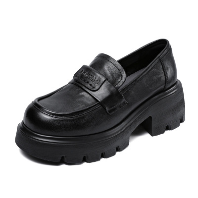 Grasp Leather Loafers with Thick Soles, Light Luxury, Retro, Casual Shoes 01
