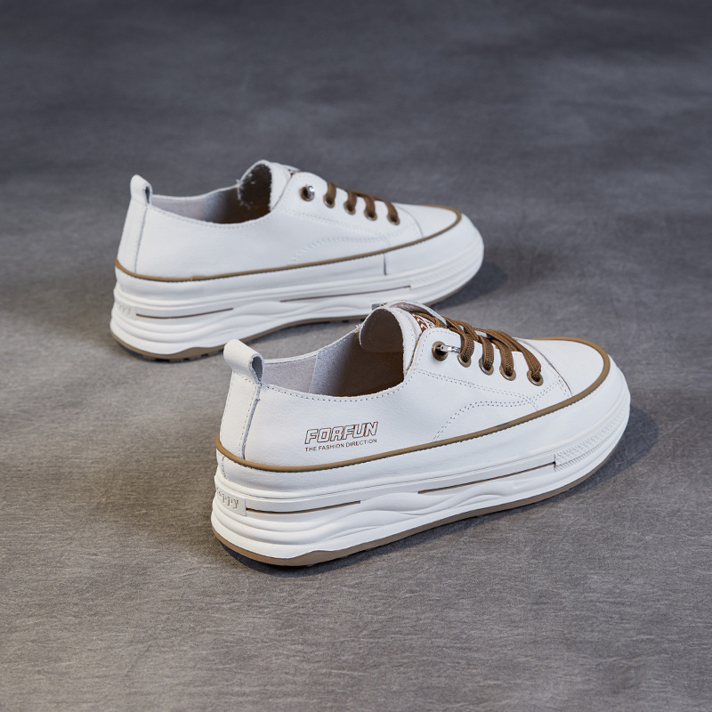 Leather Platform Soles Casual Flats with Increased Elastic Straps