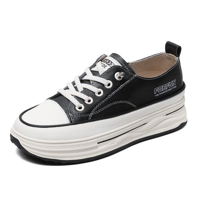 Leather Platform Soles Casual Flats with Increased Elastic Straps