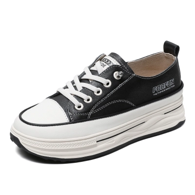 Leather Platform Soles Casual Flats with Increased Elastic Straps 02