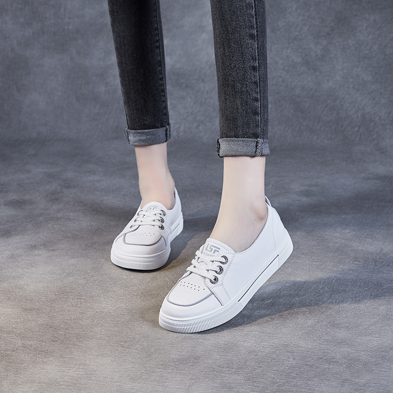 New Shallow Mouth Flat Soft Soled Cowhide Shoes for Women