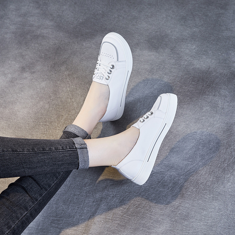 New Shallow Mouth Flat Soft Soled Cowhide Shoes for Women