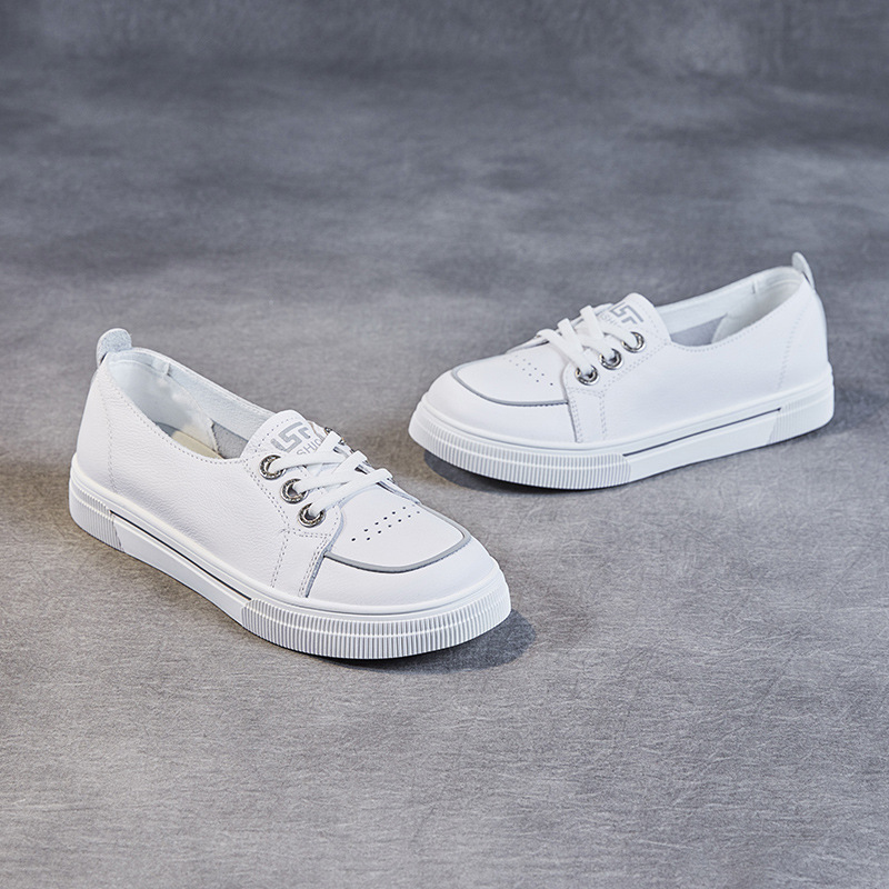 New Shallow Mouth Flat Soft Soled Cowhide Shoes for Women