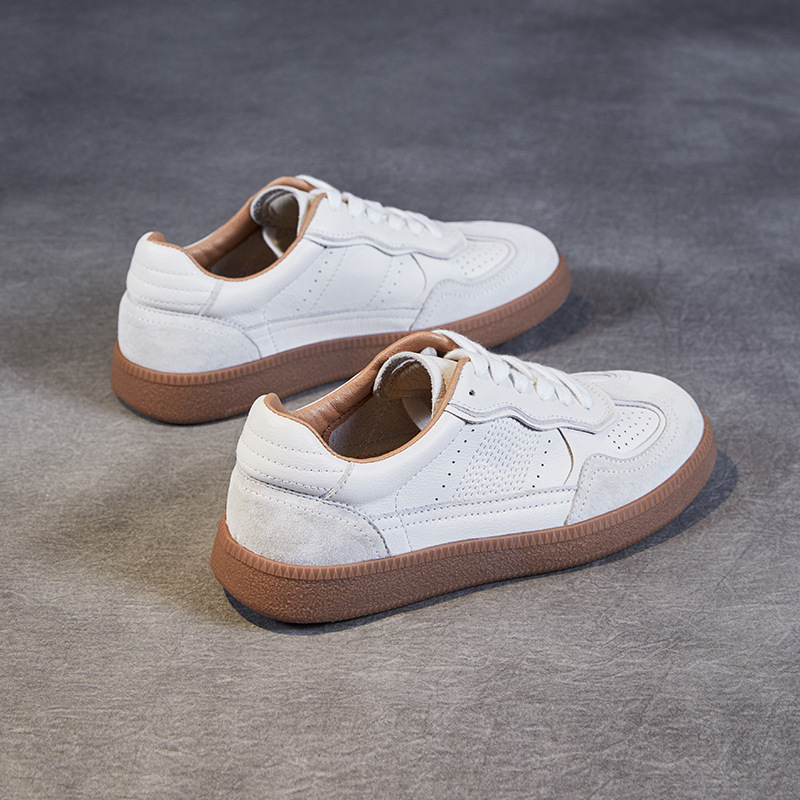 Vintage Leather German Training Shoes Casual Lace-Up Board Shoes