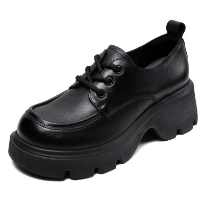 Vintage Little Leather Loafers with Chunky Heels and Thick Soles 02