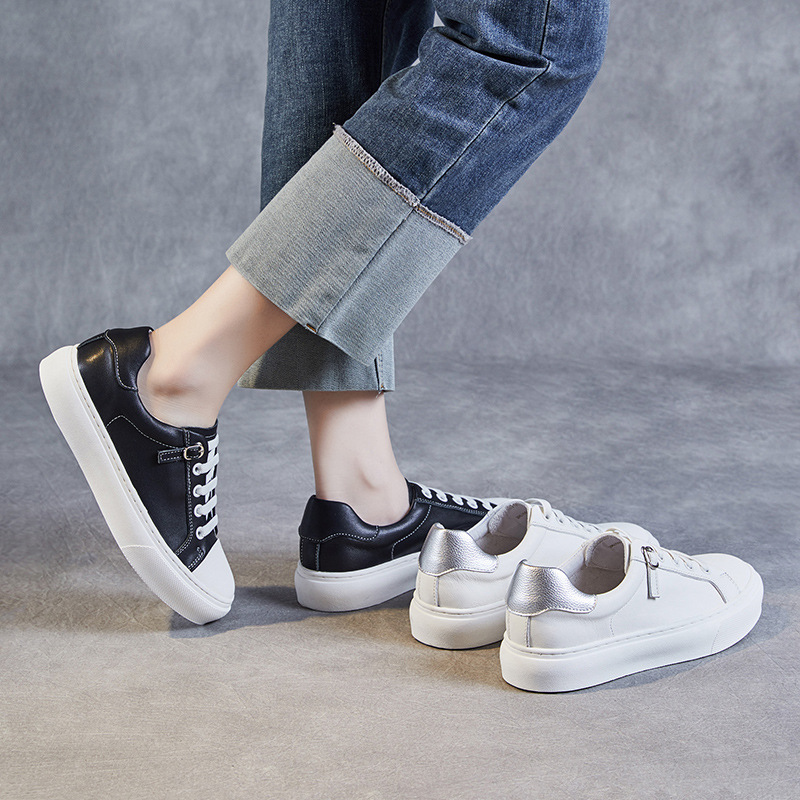 Wide Range of Thick Soled Leather Low Top Board Flats