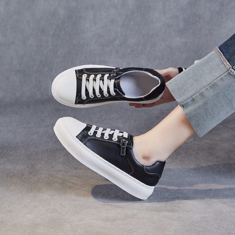 Wide Range of Thick Soled Leather Low Top Board Flats