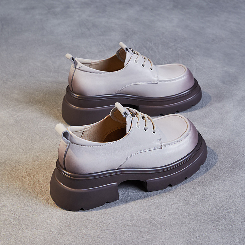 New Platform Brown Lace-Up Loafers