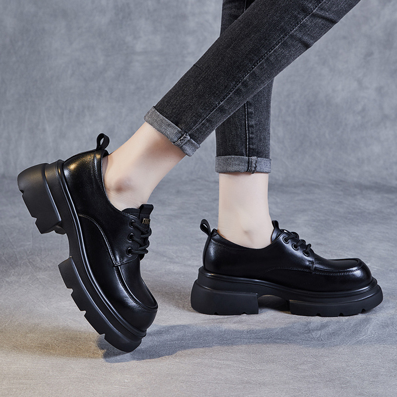 New Platform Brown Lace-Up Loafers