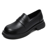 Top Layer Cowhide Loafers & Slip-On Kitten Heels