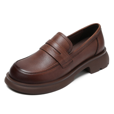 Top Layer Cowhide Loafers & Slip-On Kitten Heels 02