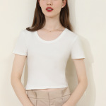 Cropped Hottie T-Shirt with Big Crew Neck and Short Sleeves