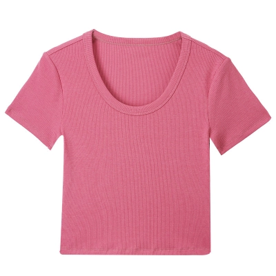 Cropped Hottie T-Shirt with Big Crew Neck and Short Sleeves 01