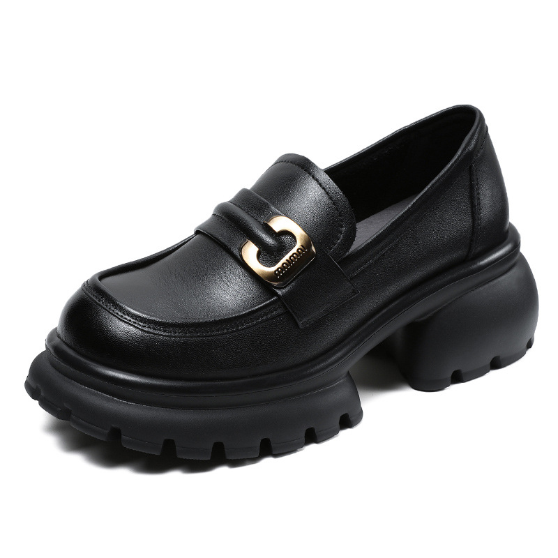 Leather English Style Platform Heels JK Loafers