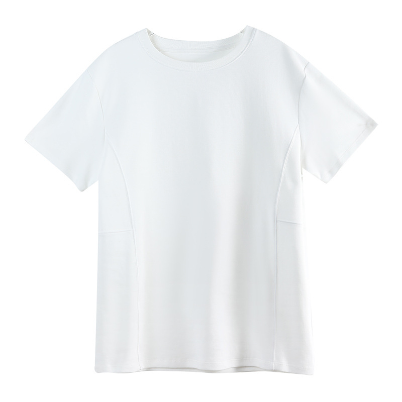Loose Cotton Base Round Neck Pilot Style Short Sleeve T-Shirt