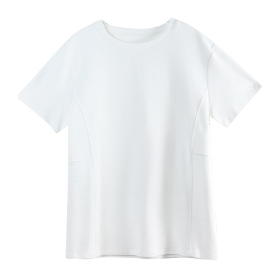 Loose Cotton Base Round Neck Pilot Style Short Sleeve T-Shirt 01