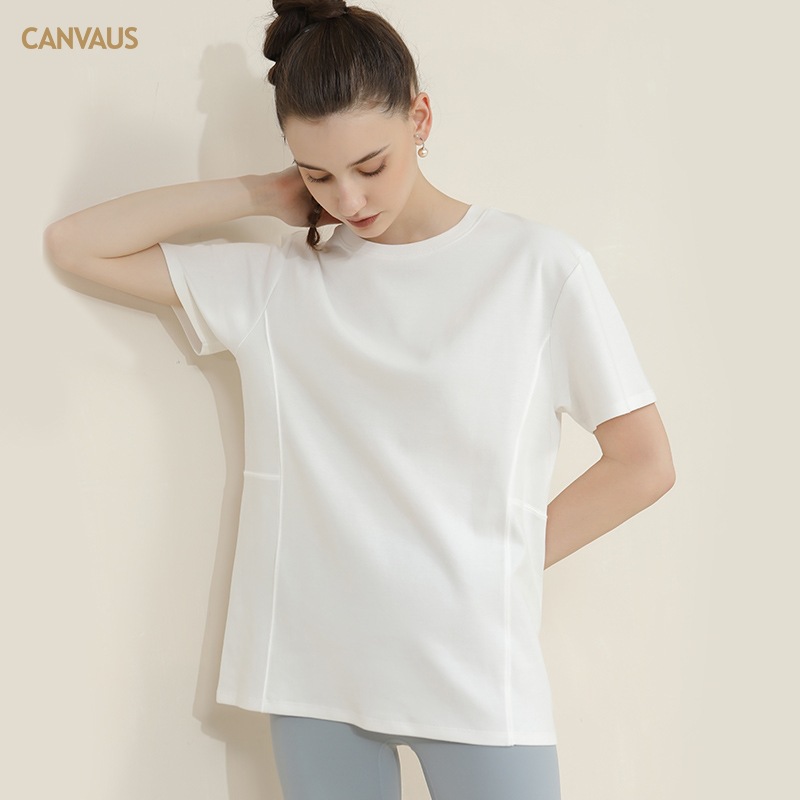 Loose Cotton Base Round Neck Pilot Style Short Sleeve T-Shirt