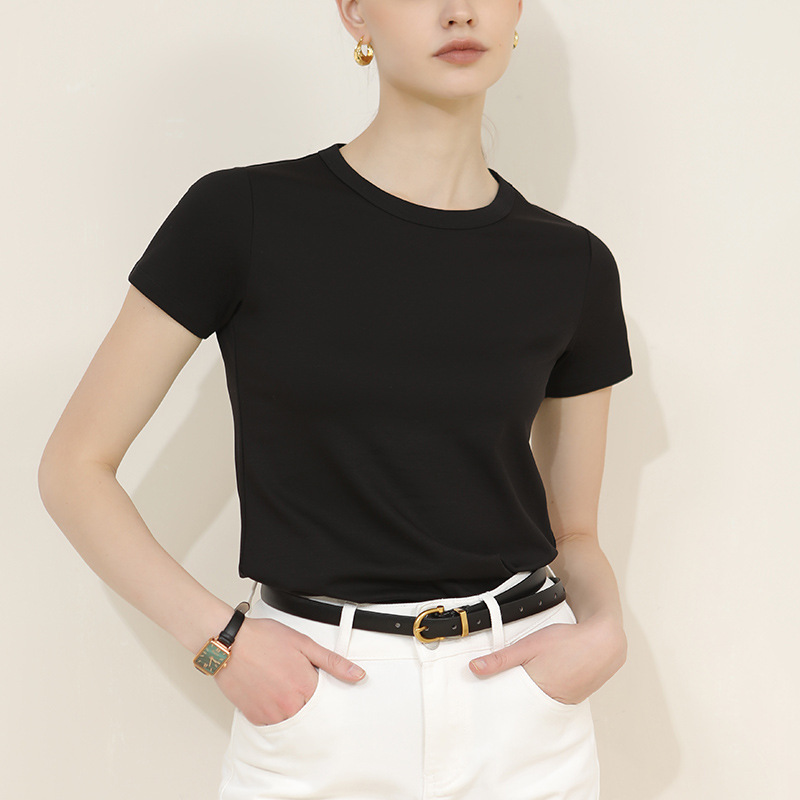 New Cotton Solid Color Round Neck Short Sleeve T-Shirt