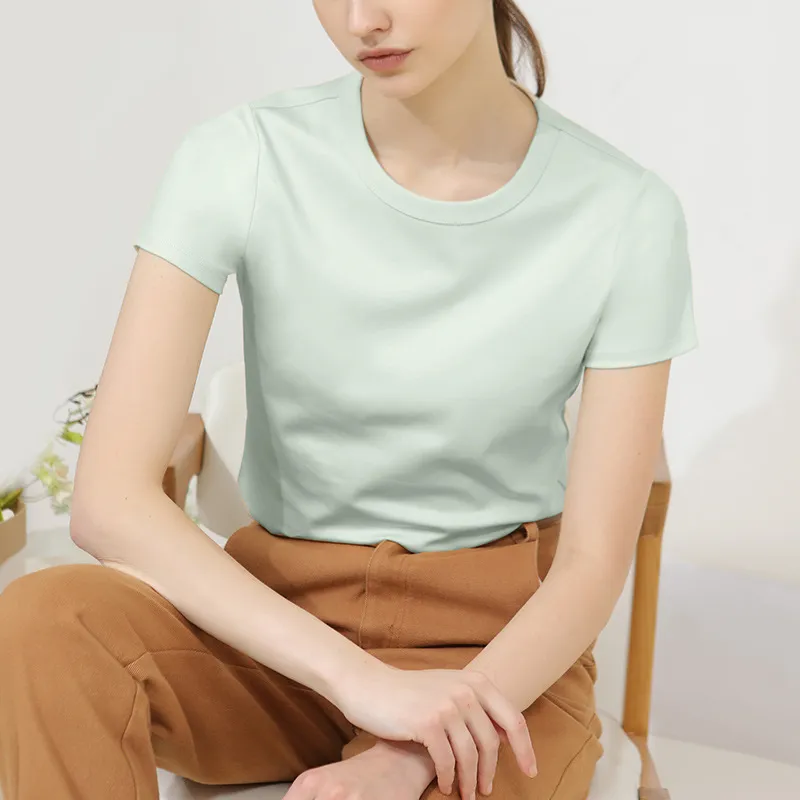 New Cotton Solid Color Round Neck Short Sleeve T-Shirt