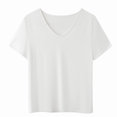 New Modal Short Sleeve V-Neck Loose Top for Women 02