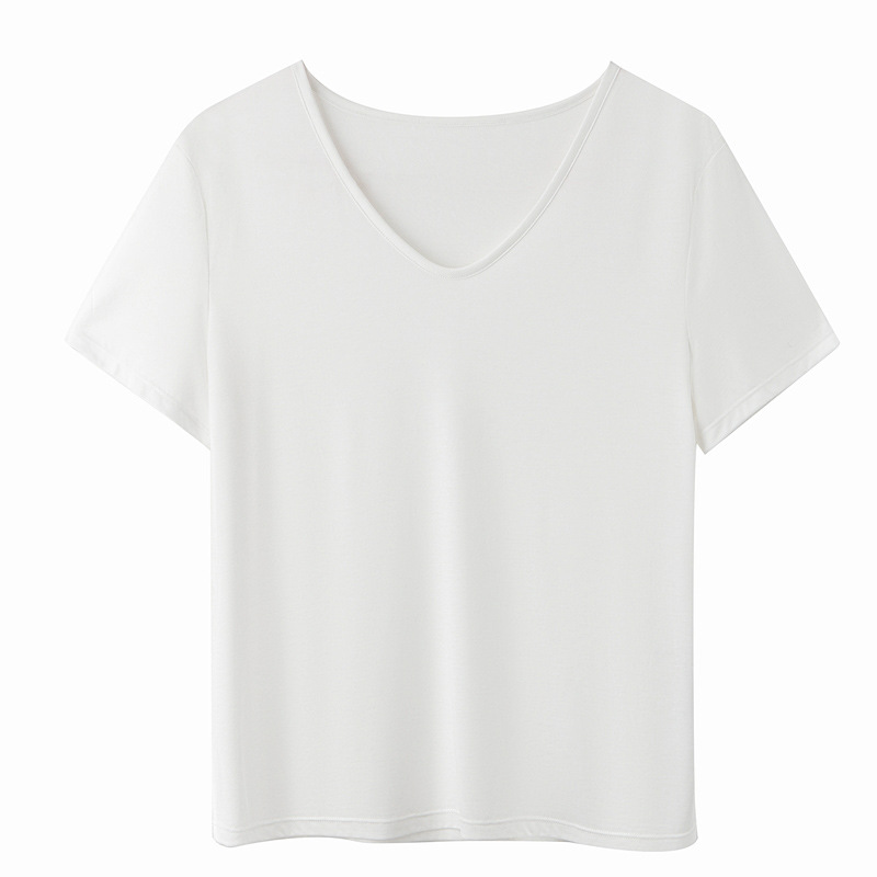 New Modal Short Sleeve V-Neck Loose Top for Women