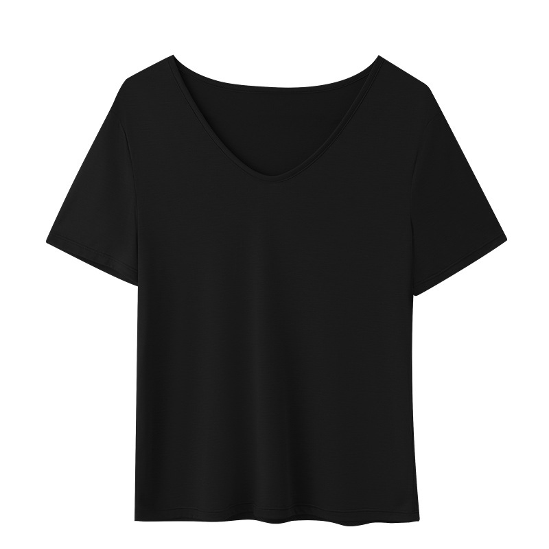 New Modal Short Sleeve V-Neck Loose Top for Women