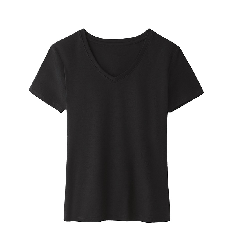 New Short Sleeve Pure Cotton V-Neck T-Shirt