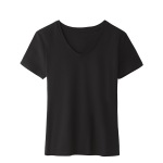 New Short Sleeve Pure Cotton V-Neck T-Shirt
