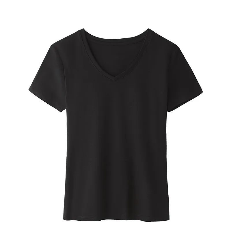 New Short Sleeve Pure Cotton V-Neck T-Shirt