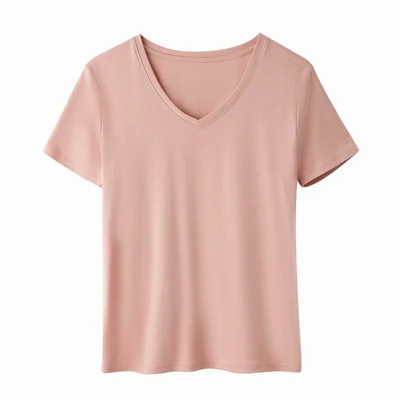New Short Sleeve Pure Cotton V-Neck T-Shirt