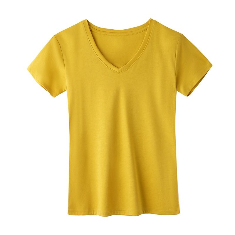 New Short Sleeve Pure Cotton V-Neck T-Shirt