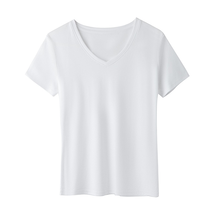 New Short Sleeve Pure Cotton V-Neck T-Shirt