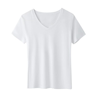 New Short Sleeve Pure Cotton V-Neck T-Shirt 02