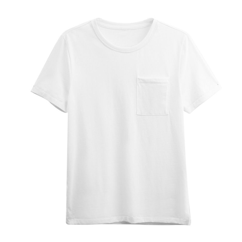 New Short Sleeve T-Shirt Solid Color Cotton Baggy Top with Pockets