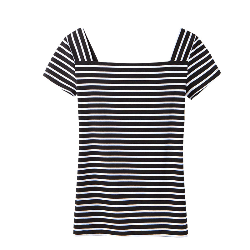 New Women's Striped Horizontal T-Shirt Women's Knitted Top