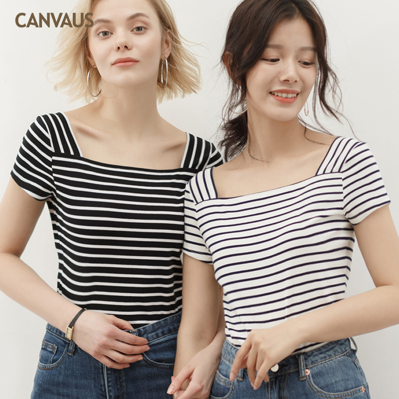 New Women's Striped Horizontal T-Shirt Women's Knitted Top