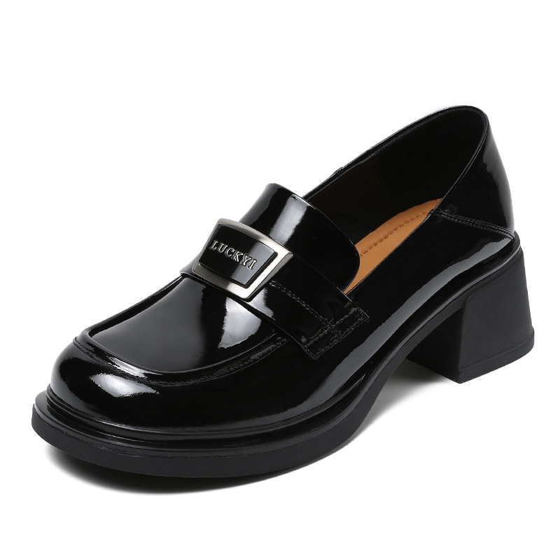 Patent Leather Loafers with Chunky Heels