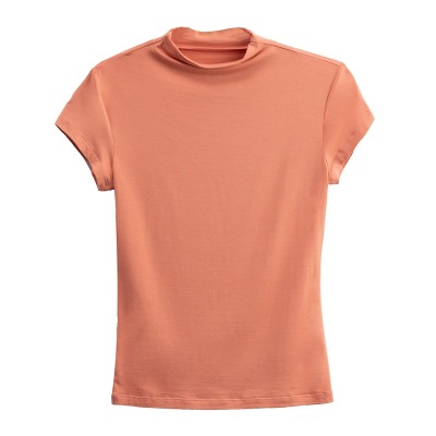 Semi-High-Neck Modal Short-Sleeved Slim-Fit T-Shirt 02