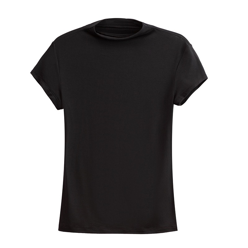 Semi-High-Neck Modal Short-Sleeved Slim-Fit T-Shirt