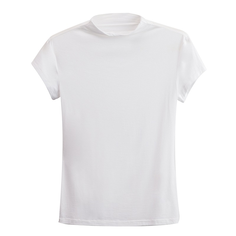 Semi-High-Neck Modal Short-Sleeved Slim-Fit T-Shirt