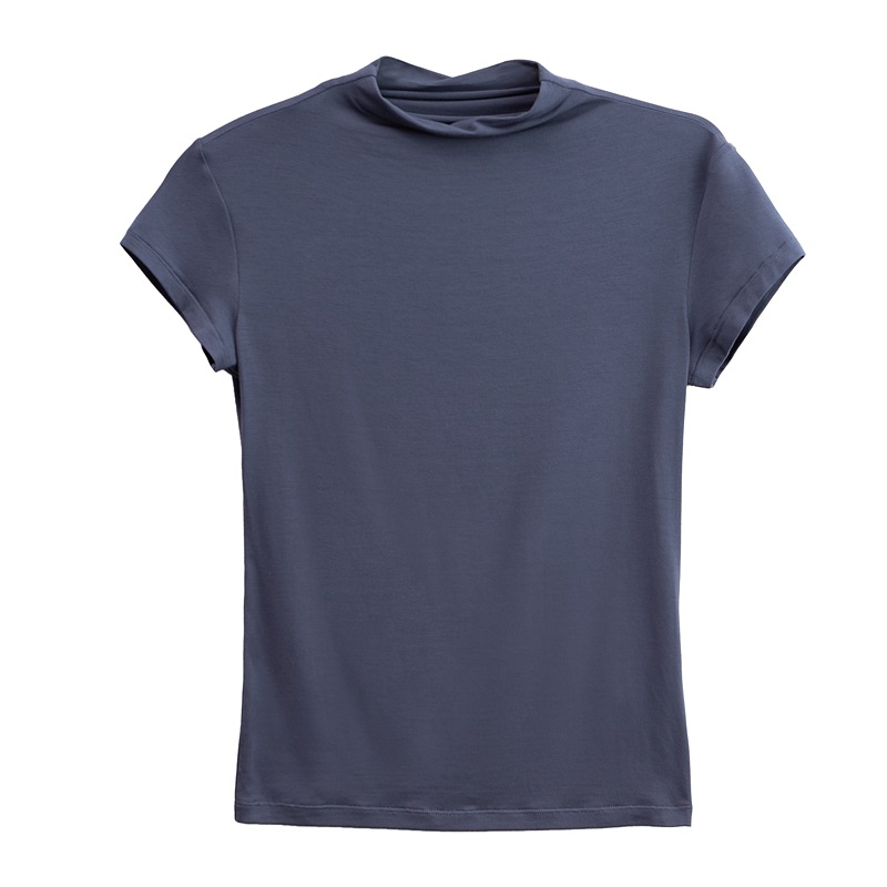 Semi-High-Neck Modal Short-Sleeved Slim-Fit T-Shirt