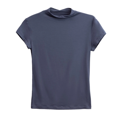 Semi-High-Neck Modal Short-Sleeved Slim-Fit T-Shirt 01