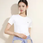 Short-Sleeved Round Neck Slim-Fit Cotton Embroidered T-Shirt