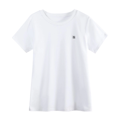 Short-Sleeved Round Neck Slim-Fit Cotton Embroidered T-Shirt 01